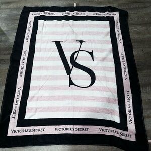 Victoria's Secret Black and Pink Plush Throw